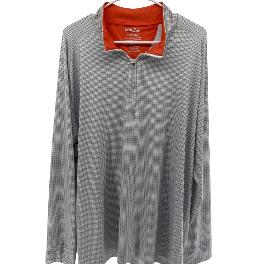 Birdie Bound XL Quarter Zip Pullover Grey Houndstooth Golf Performance Shirt - Picture 2 of 6